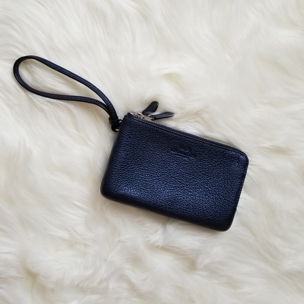 COACH Wristlet Midnight F66505 Leather Double Zip
